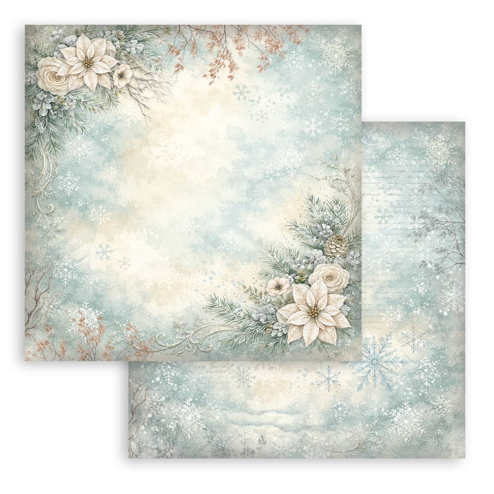 Stamperia Scrapbooking Printed Pad for Art and Craft 10 sheets cm 30,5x30,5 (12"x12") Backgrounds - White Christmas