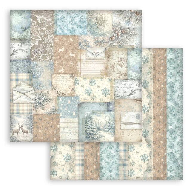 Stamperia Scrapbooking Printed Pad for Art and Craft 10 sheets cm 20,3X20,3 (8"X8") Backgrounds - White Christmas