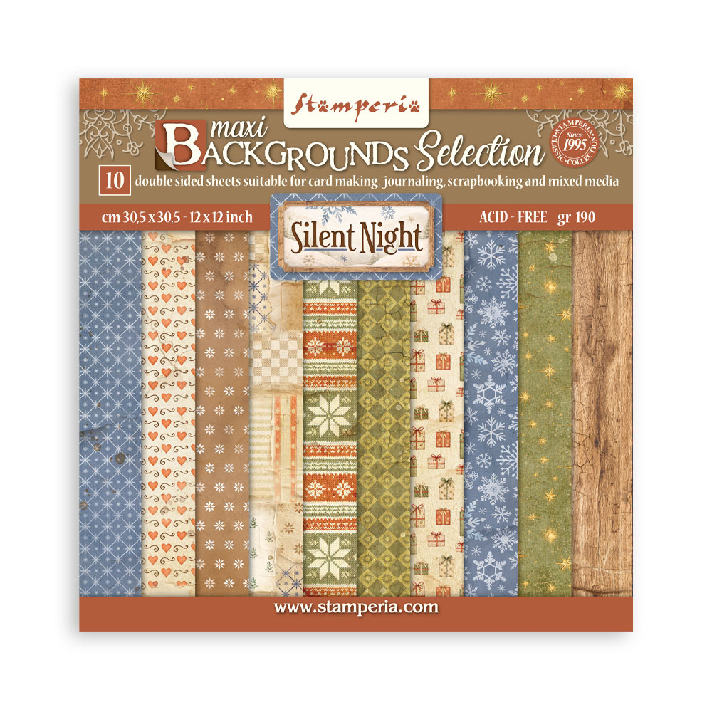 Stamperia Scrapbooking Printed Pad for Art and Craft 10 sheets cm 30,5x30,5 (12"x12") Backgrounds - Silent Night