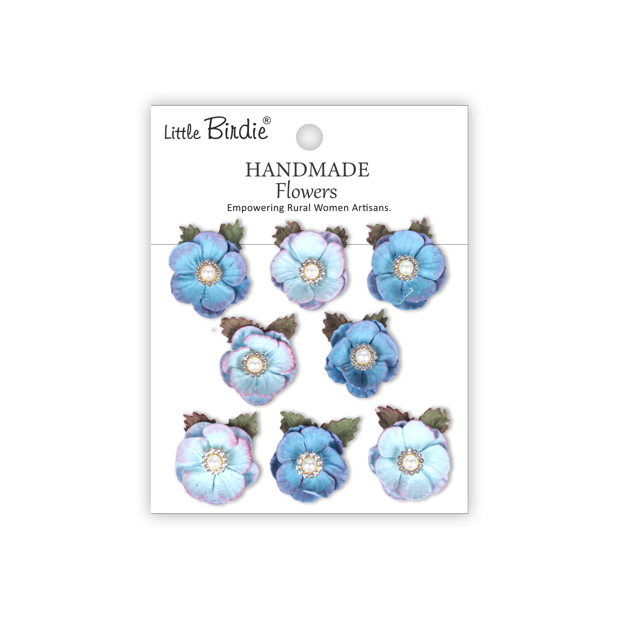 Little Birdie Handgemaakte Bloemen Butter Cup - Crystal Blue 8pc