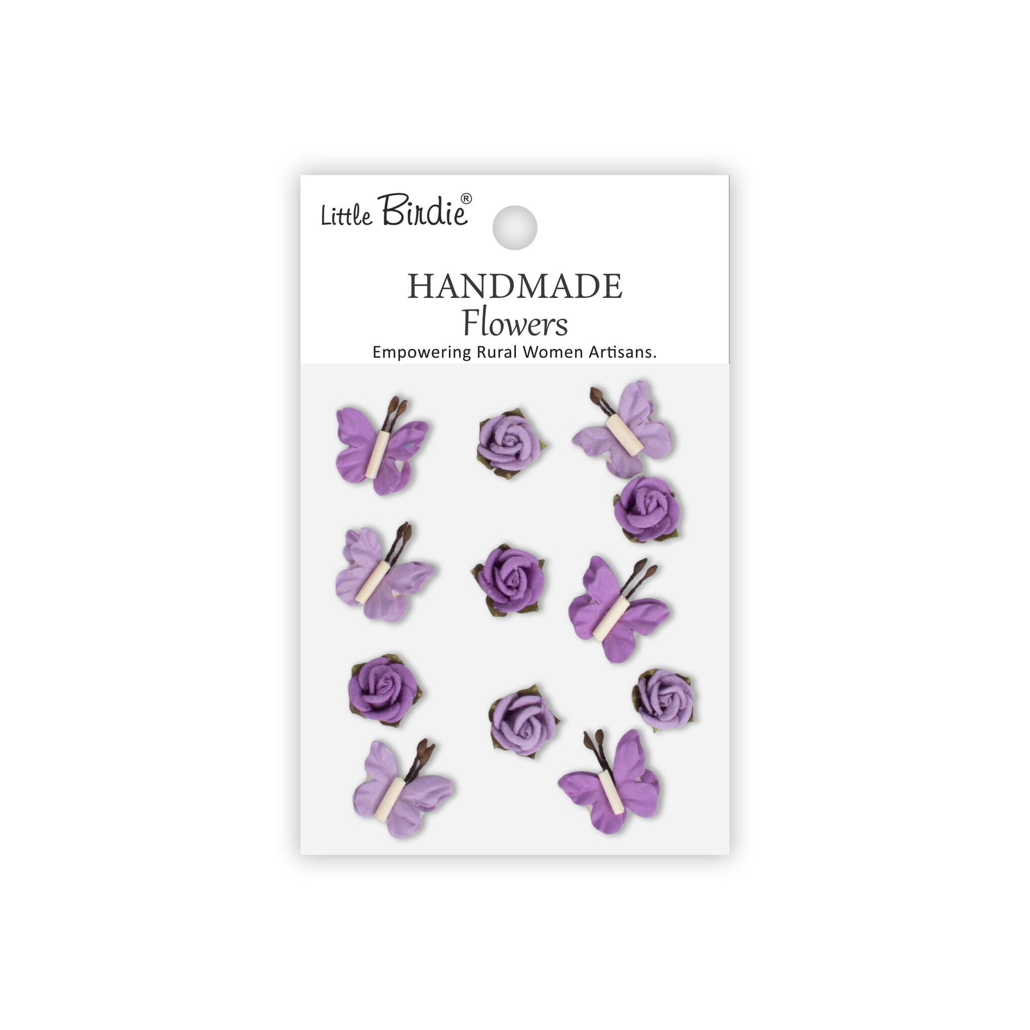 Little Birdie Handgemaakte Bloemen Roses & Butterflies - Lilac Whisper 12pc