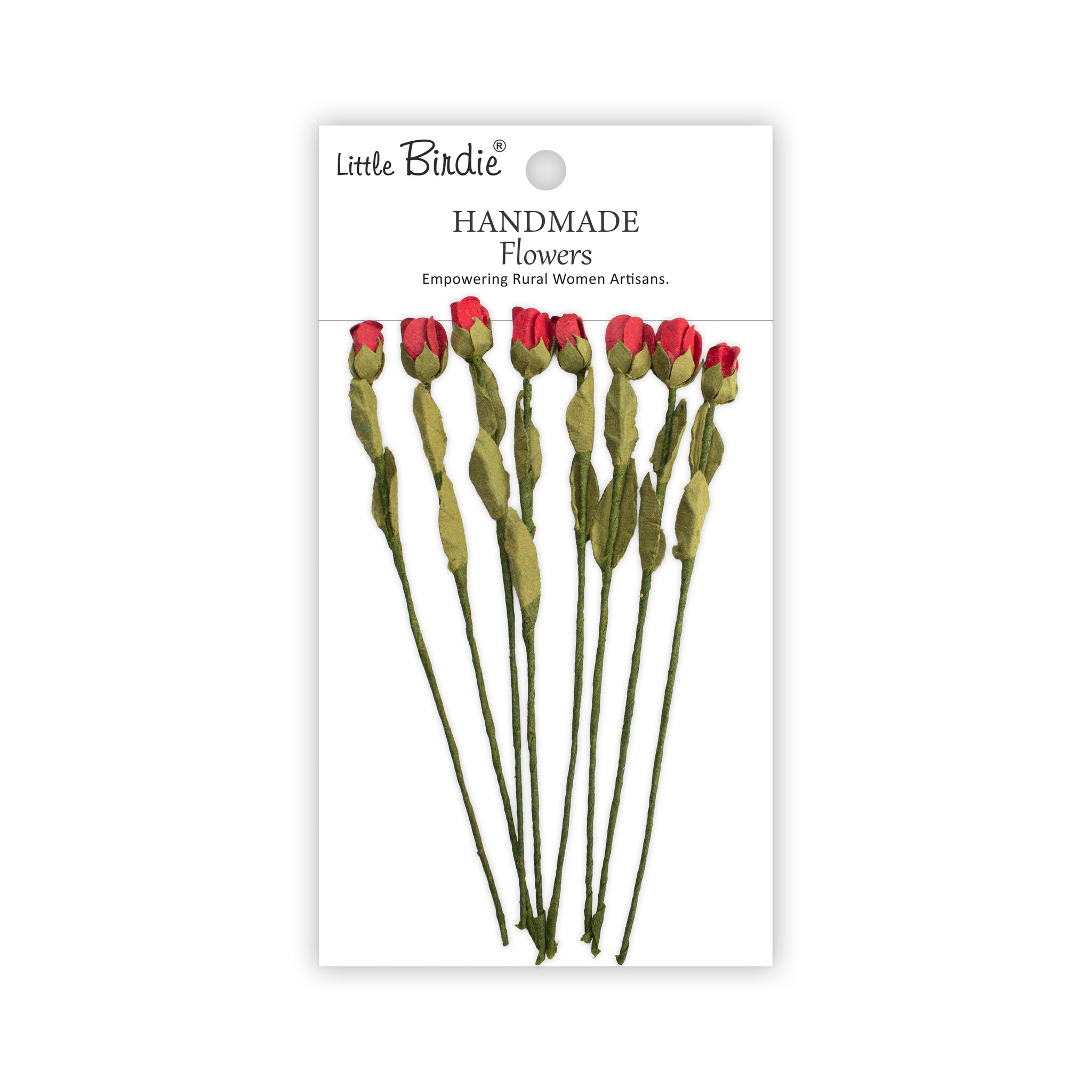 Little Birdie Handgemaakte Bloemen - Lucy, Cardinal Red 8pc