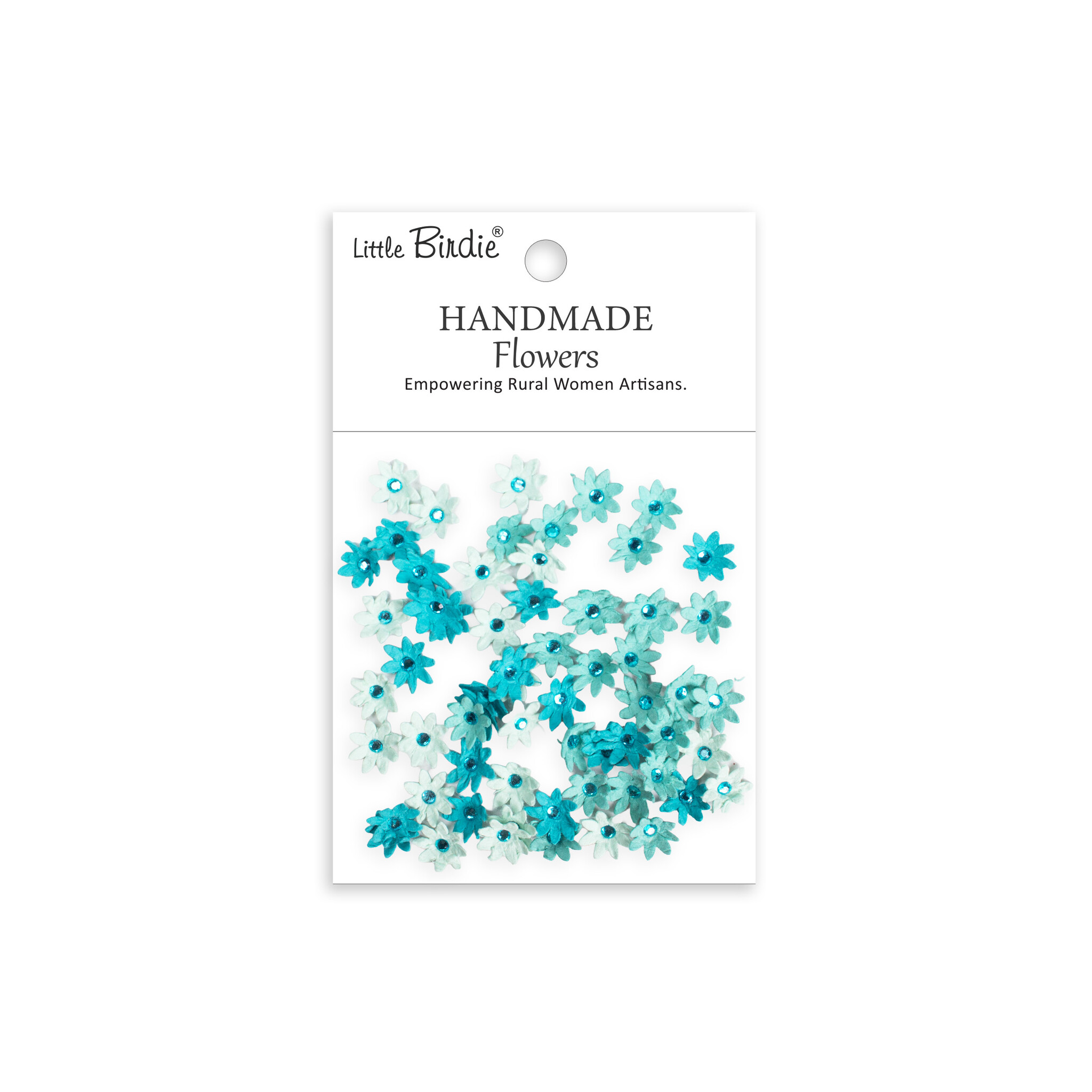 Little Birdie Handgemaakte Bloemen Micro Jewlled Florettes - Misty Sky 60pc