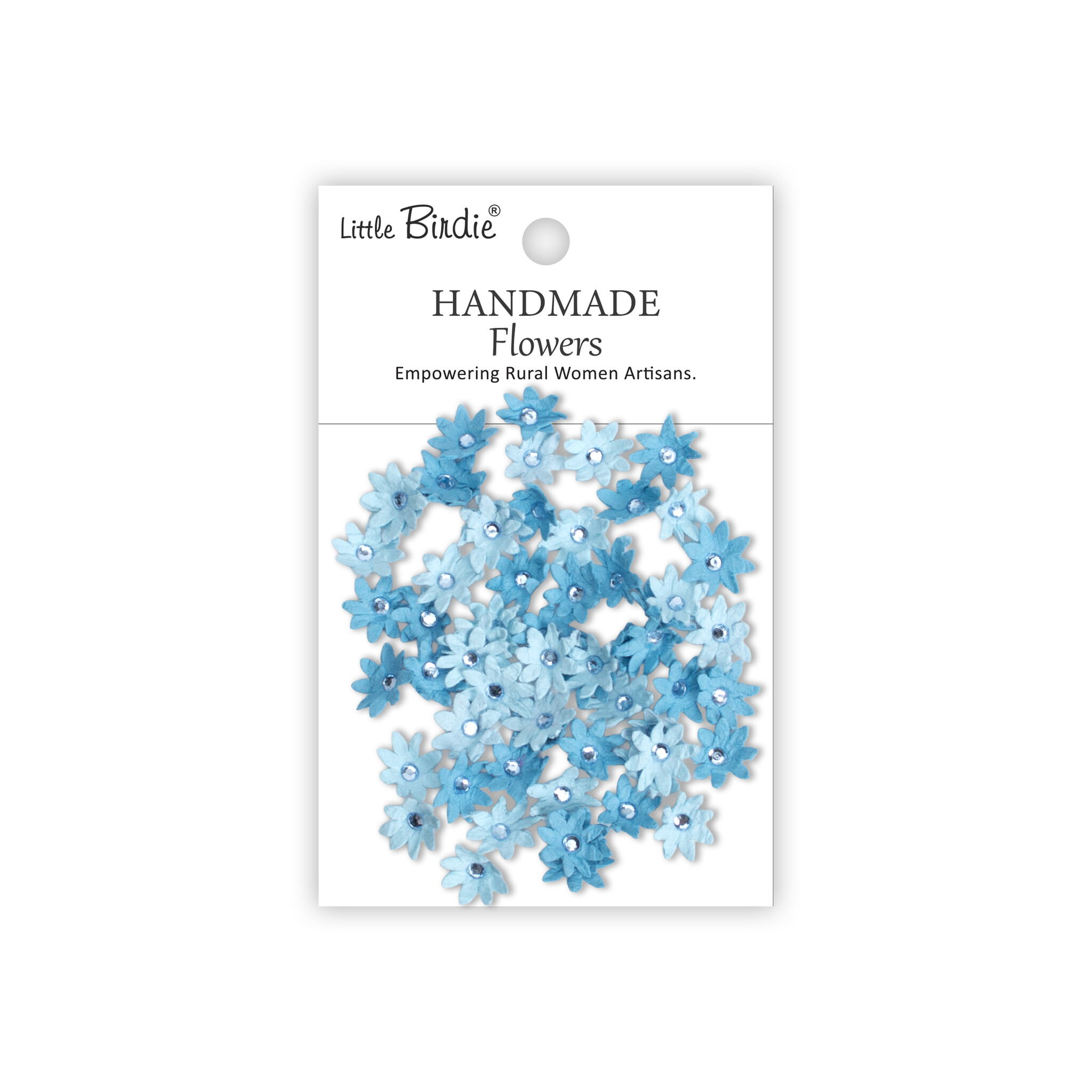 Little Birdie Handgemaakte Bloemen Micro Jewlled Florettes - Crystal Blue 60pc