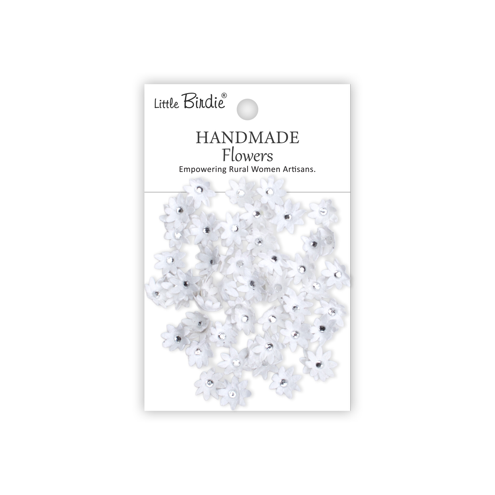 Little Birdie Handgemaakte Bloemen Micro Jewlled Florettes - Frosty White 60pc