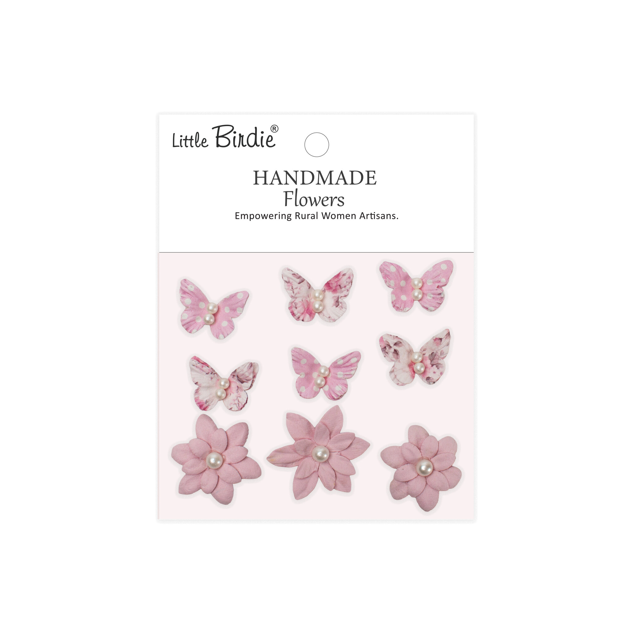 Little Birdie Handgemaakte Bedrukte Papieren Bloemen - Timothy, Pink symphony 9pc