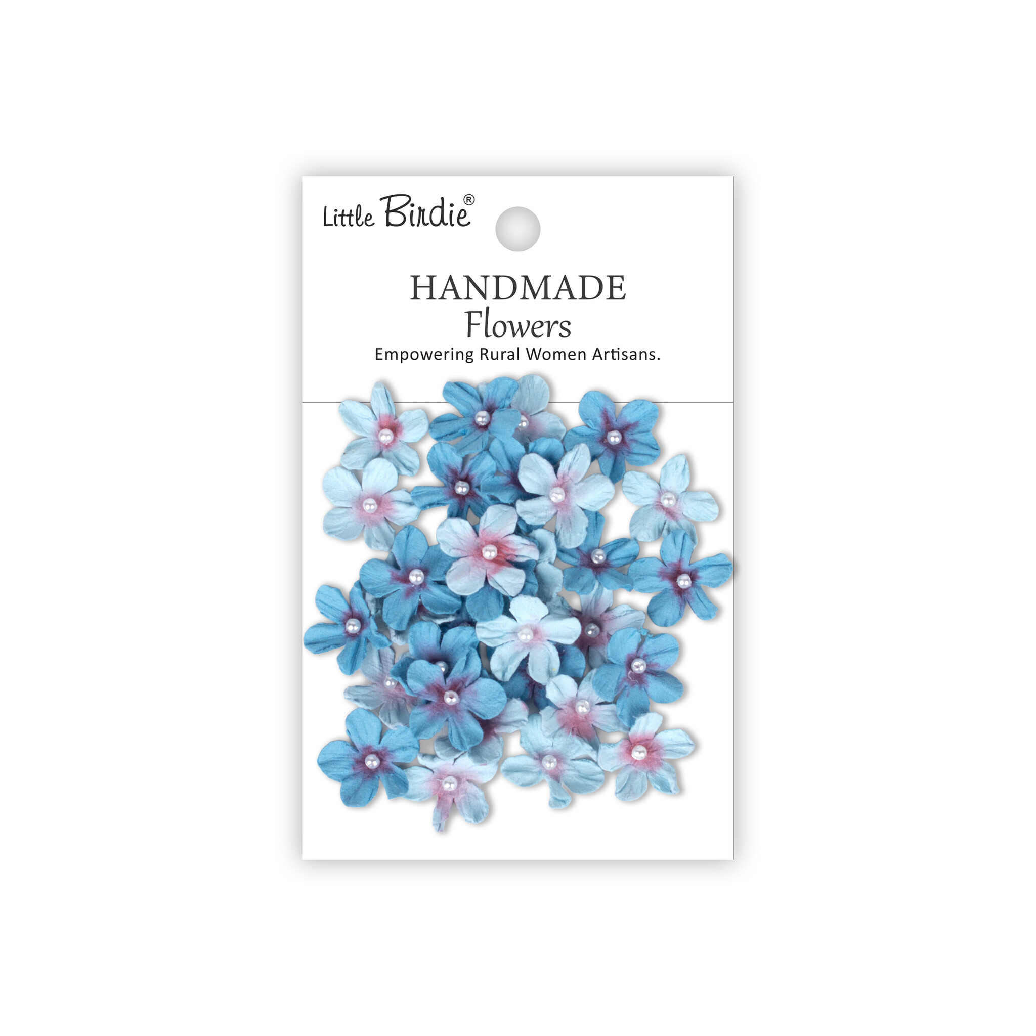 Little Birdie Handgemaakte Bloemen Pearl Petites - Crystal Blue 30pc