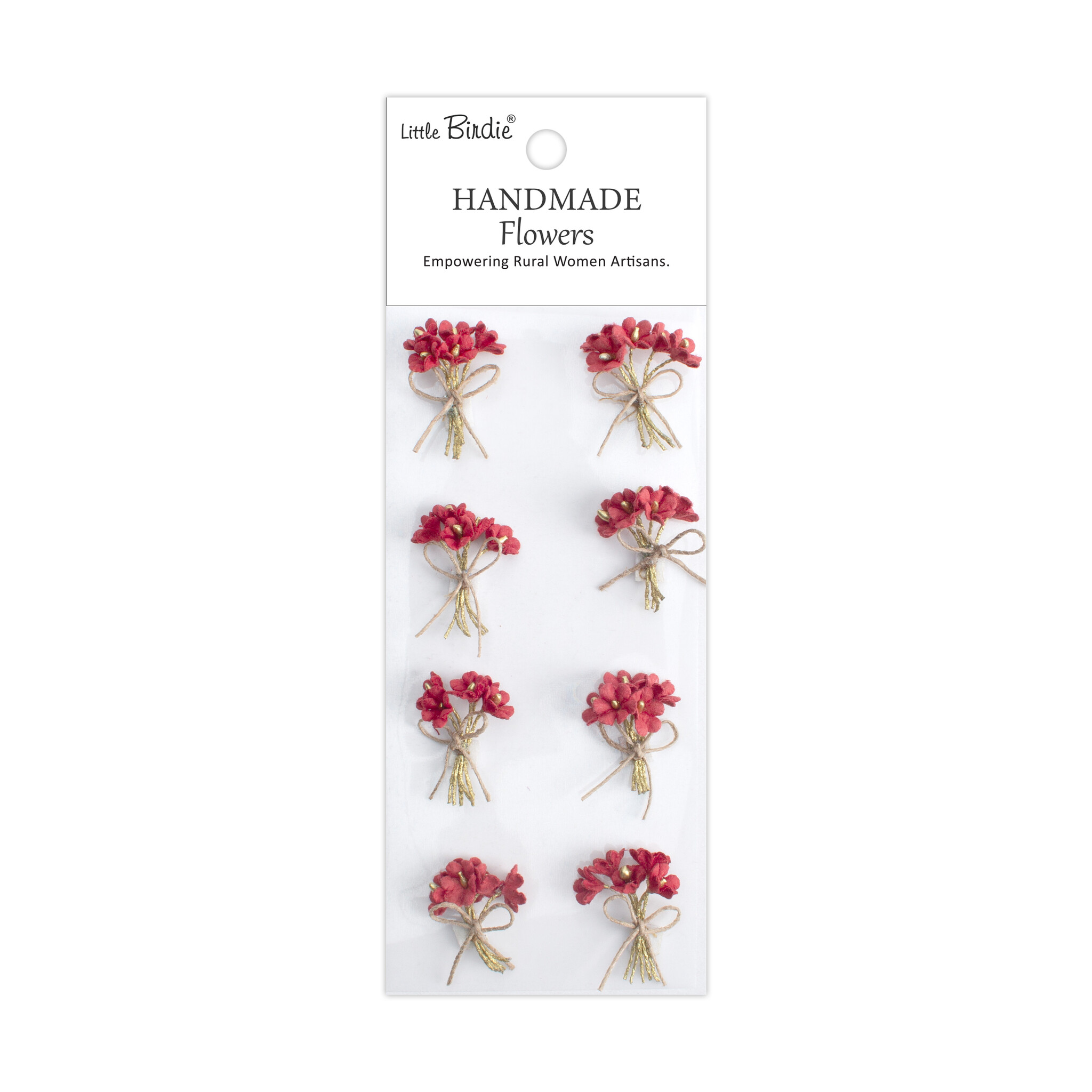 Little Birdie Handgemaakte Bloemen Bouquet - Cardinal Red 8pc