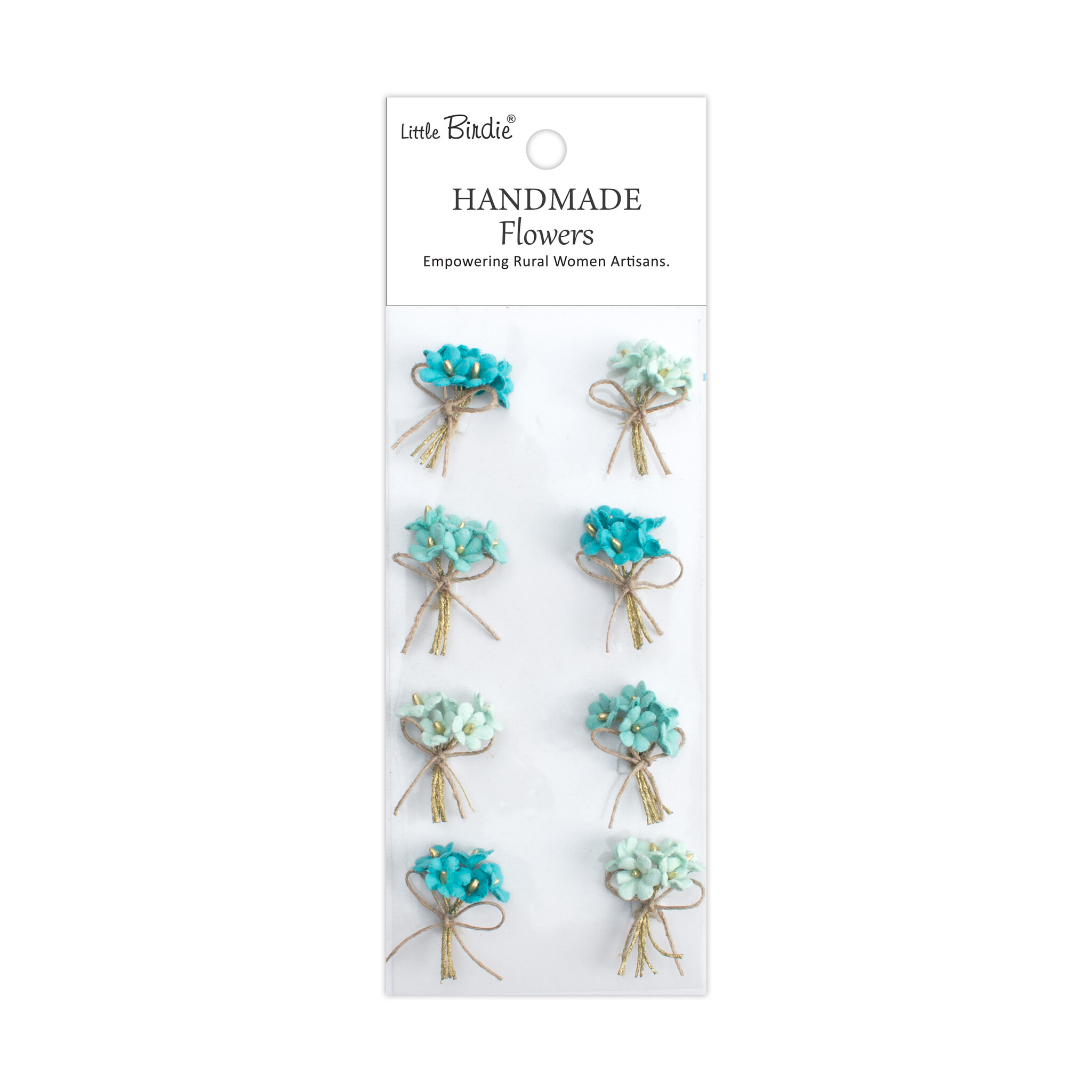 Little Birdie Handgemaakte Bloemen Bouquet - Misty Sky 8pc
