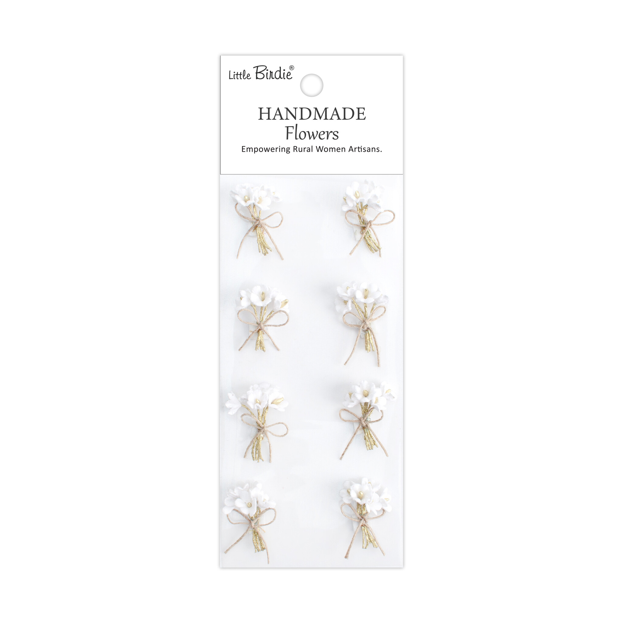 Little Birdie Handgemaakte Bloemen Bouquet - Frosty White 8pc