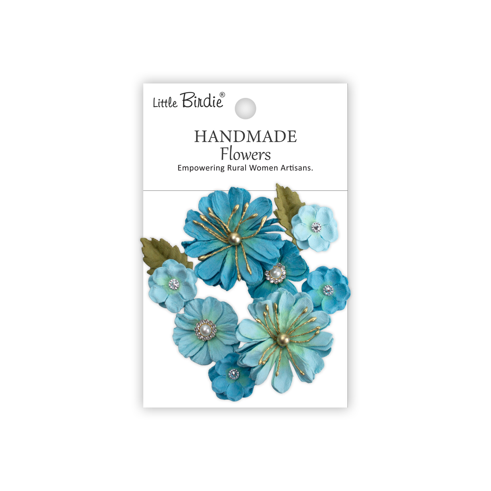 Little Birdie Handgemaakte Bloemen Liora - Crystal Blue 10pc