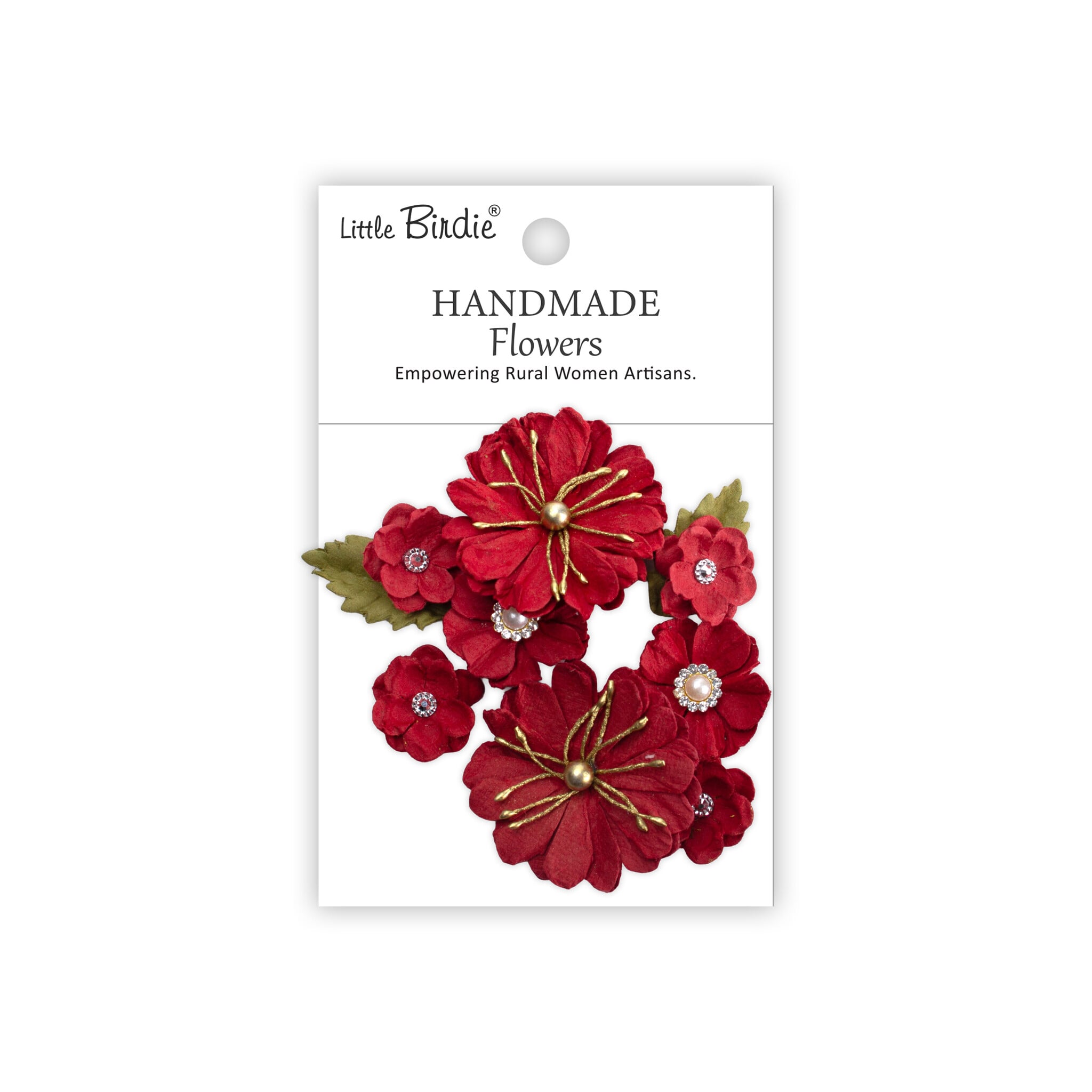 Little Birdie Handgemaakte Bloemen Liora - Cardinal Red 10pc