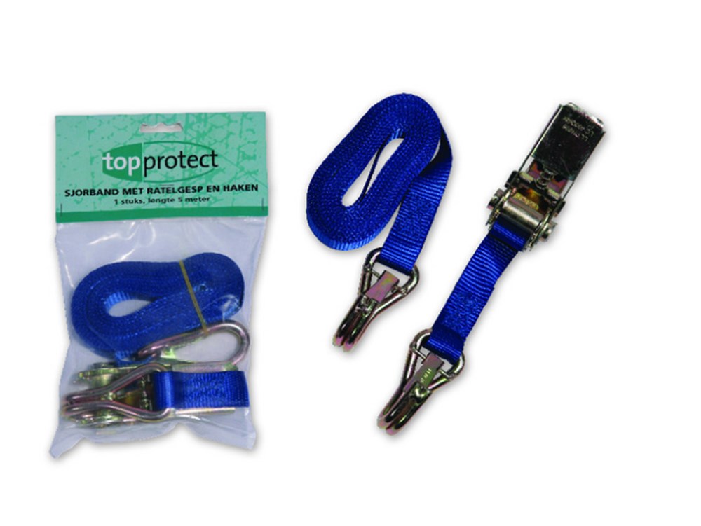 Spanband met ratelgesp en haken  5 meter