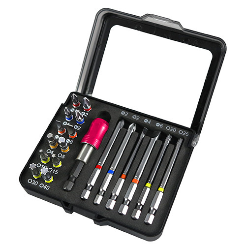 Bitset 19-delig met kleurcode en ophangverpakking