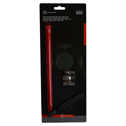 Kraanmoersleutel 250mm met 3 losse doorsteek doppen