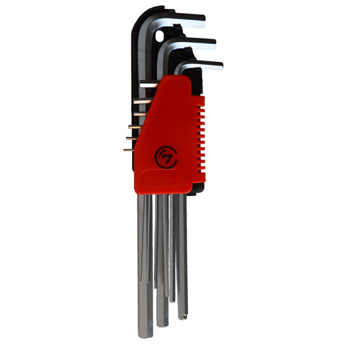 Stiftsleutelset lang 9-delig verchroomd in houder