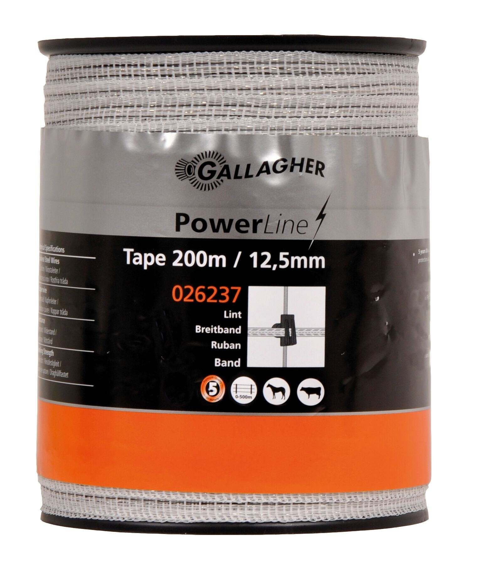 Gallagher PowerLine lint 12,5 mm (wit, 200 meter)