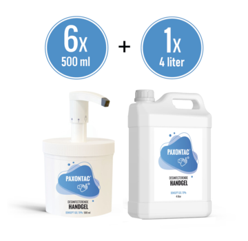 Paxontac Desinfecterende Handgel - 500 ml 6x met Hervulbare Pomp + 4 liter Navulling | Paxontac