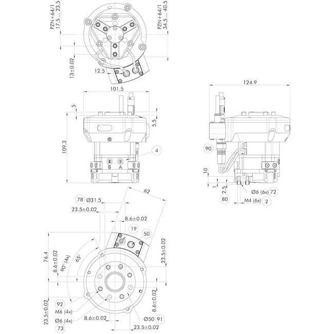 Schunk pneumatischer 3-Backengreifer