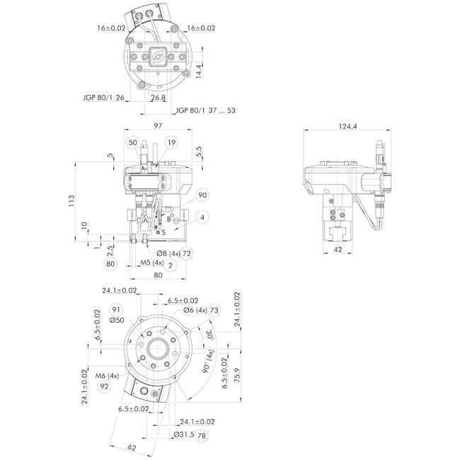 Schunk pneumatischer Parallelgreifer JGP 80-1