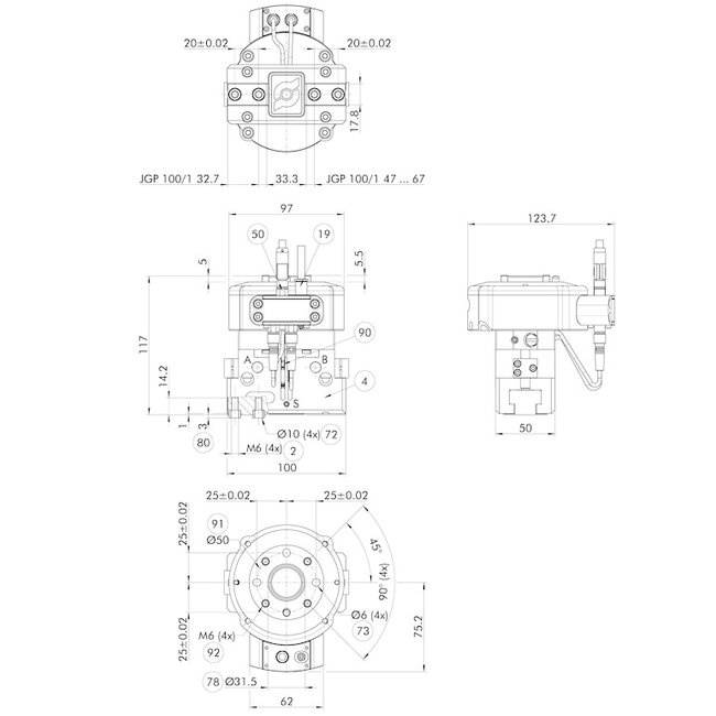 Schunk pneumatischer Parallelgreifer EOA-UR3510-JGP 100-1