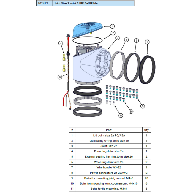 Universal Robots Joint Size 2 Wrist 3 UR10e/UR16e