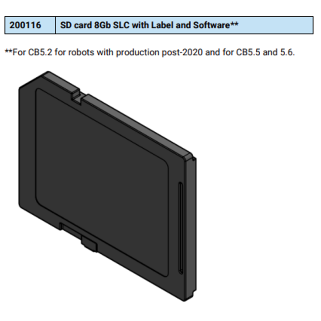 Universal Robots SD card 8Gb SLC with Label and Software**