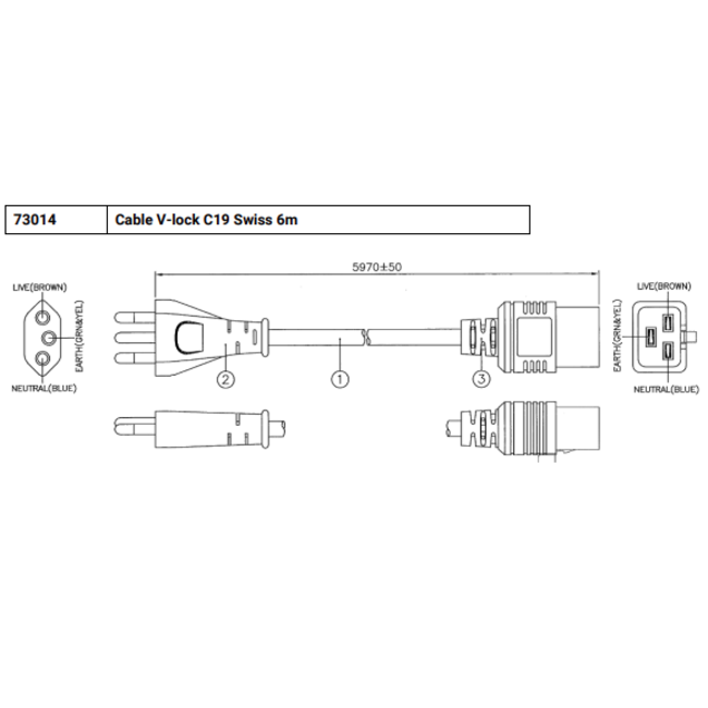 Universal Robots Power Cable (CB5.1 + CB5.2) CH Plug