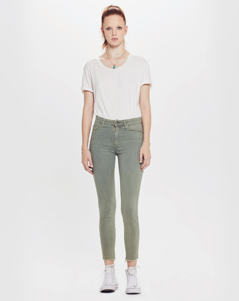 Mother jeans The High Waisted Looker Ankle Fray groen