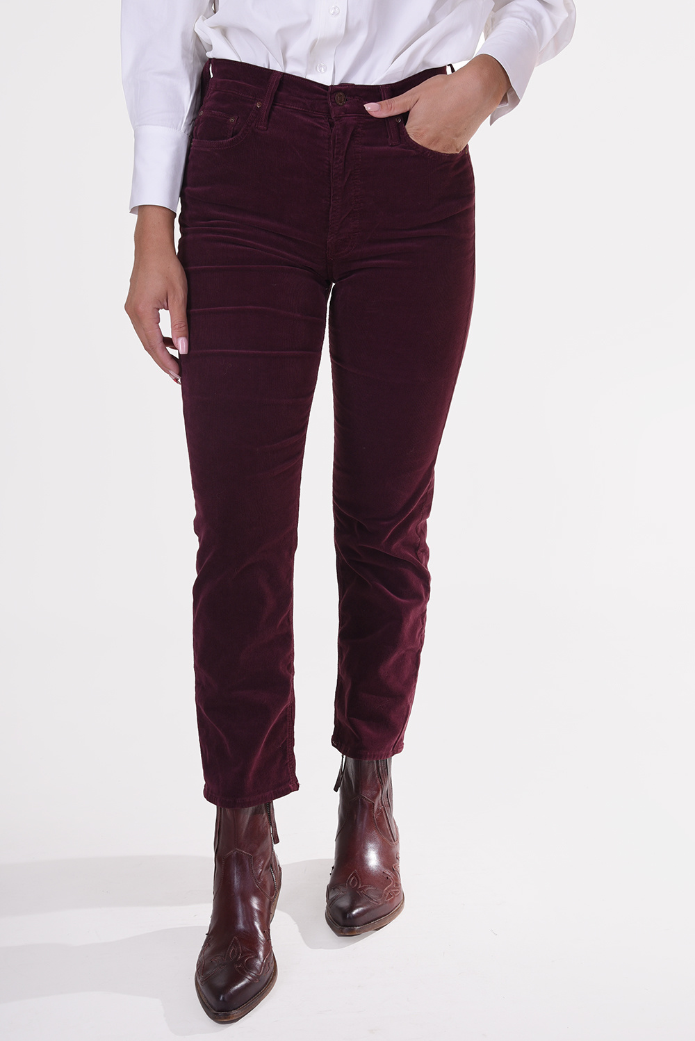 Mother broek Tomcat ankle fray 1664-618-HGP paars Mother broek Tomcat ankle fray 1664-618-HGP paars
