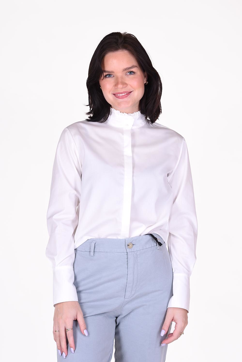 FRAME blouse Ruffle Neck LWSH1897 wit FRAME blouse Ruffle Neck LWSH1897 wit