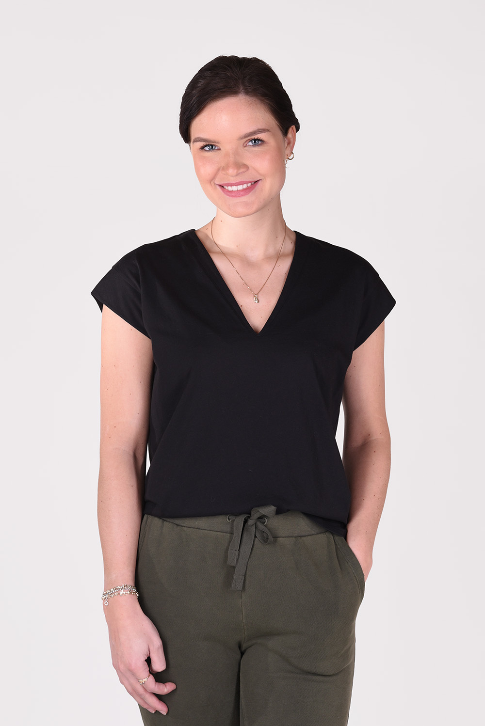FRAME t-shirt Le Mid Rise V LWTS0826 zwart FRAME t-shirt Le Mid Rise V LWTS0826 zwart