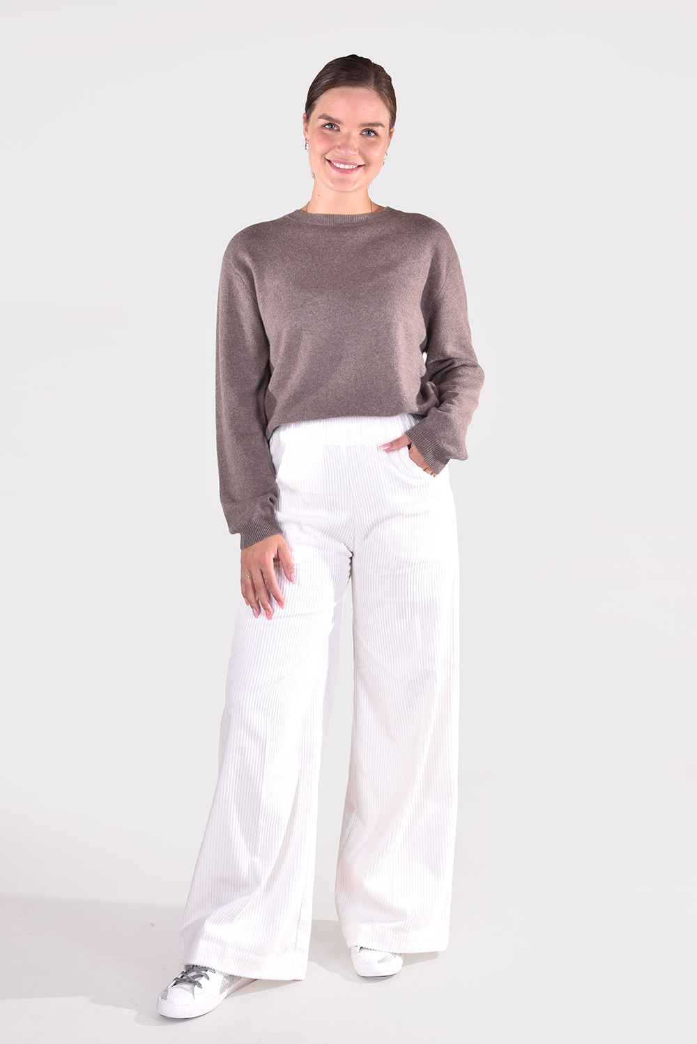 People's Republic of Cashmere trui Boxy O-Neck 3474 taupe People's Republic of Cashmere trui Boxy O-Neck 3474 taupe