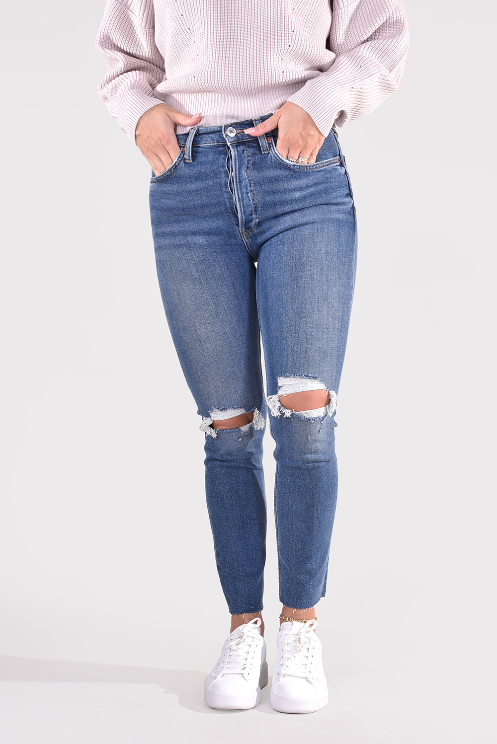 Re/Done jeans 90s High Rise Ankle Crop 190-3WHRAC/B blauw Re/Done jeans 90s High Rise Ankle Crop 190-3WHRAC/B blauw