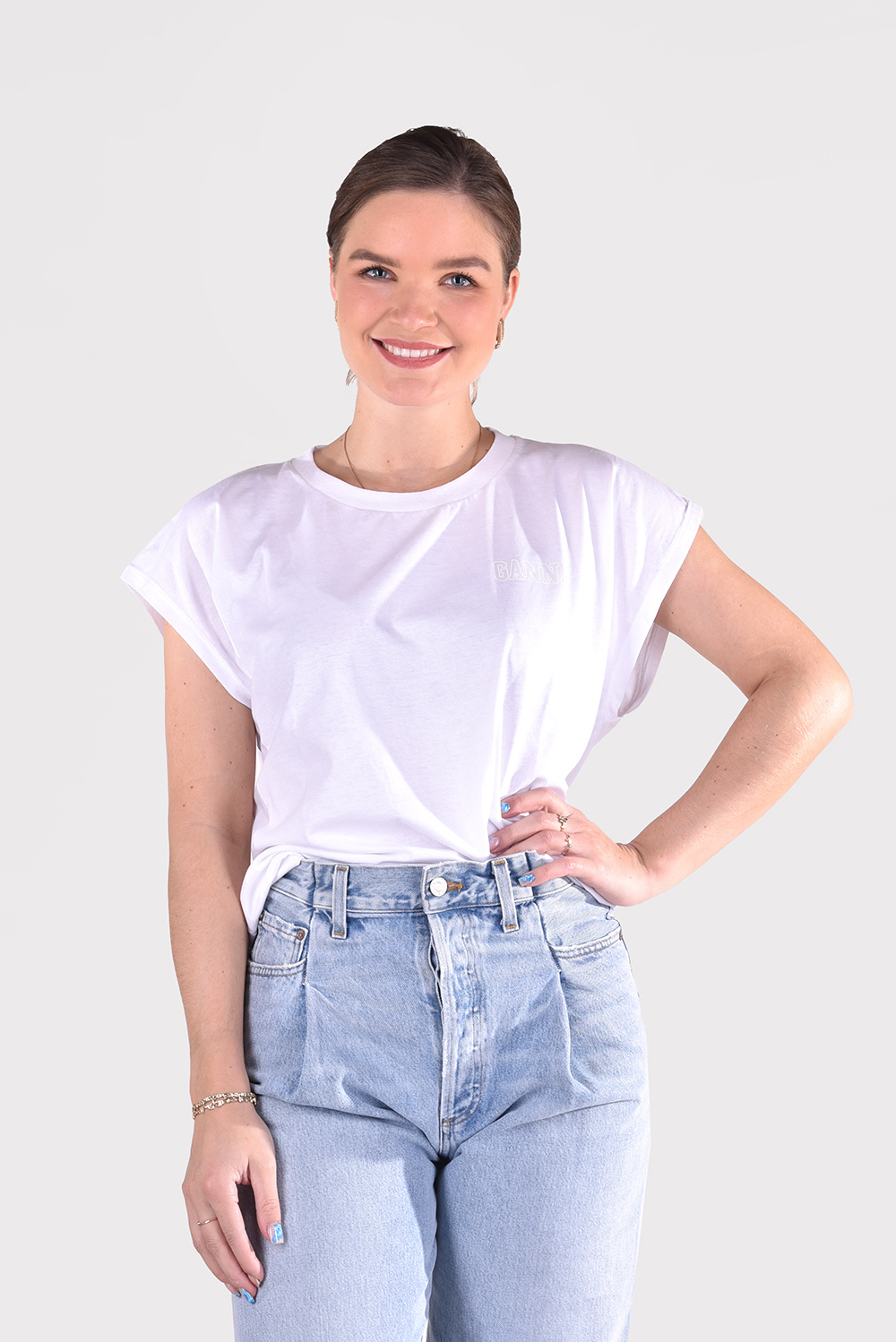 Ganni t-shirt T2982 wit Ganni t-shirt T2982 wit