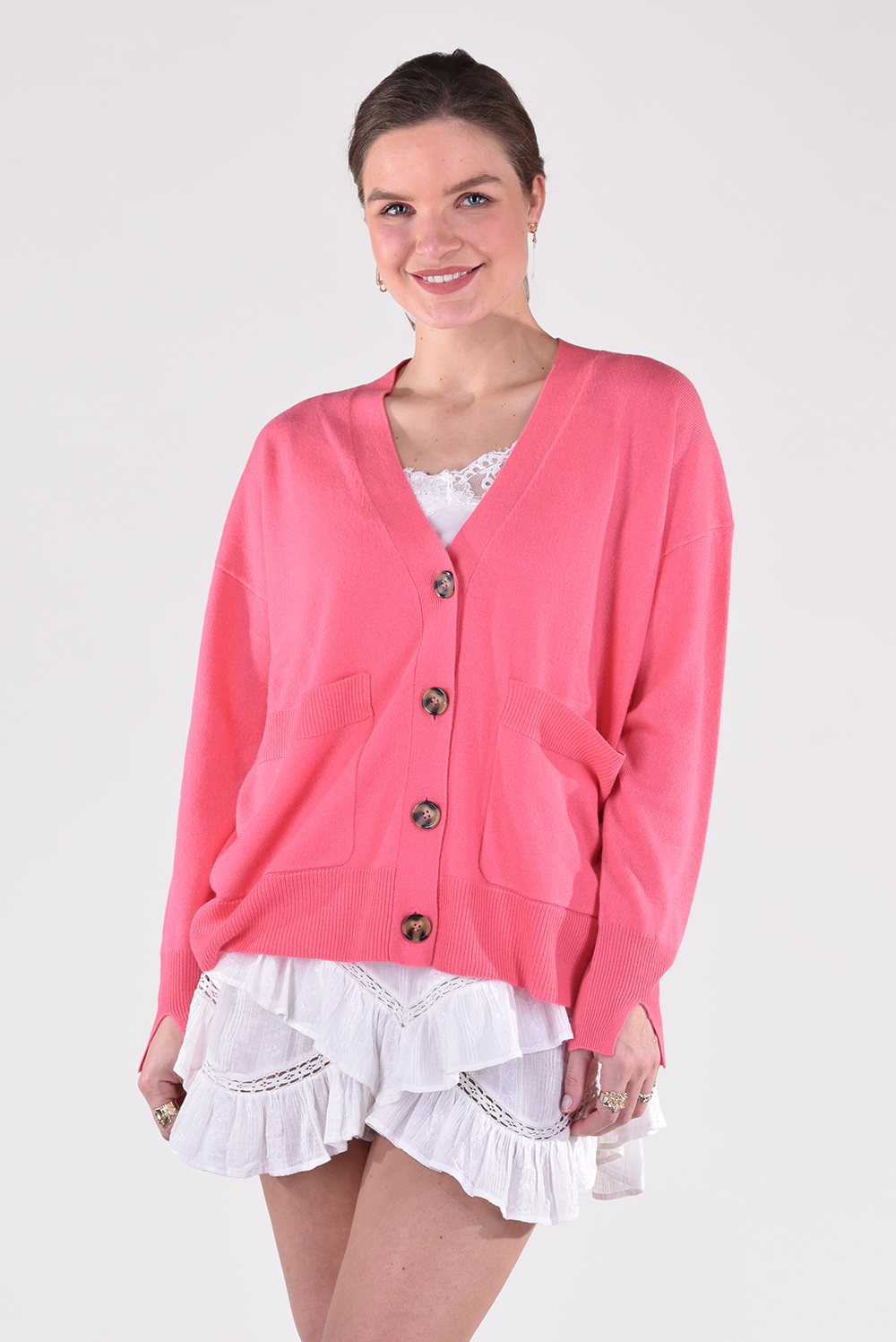 People's Republic of Cashmere cardigan Oversize Cardigan 1492 pink - Marjon  Snieders