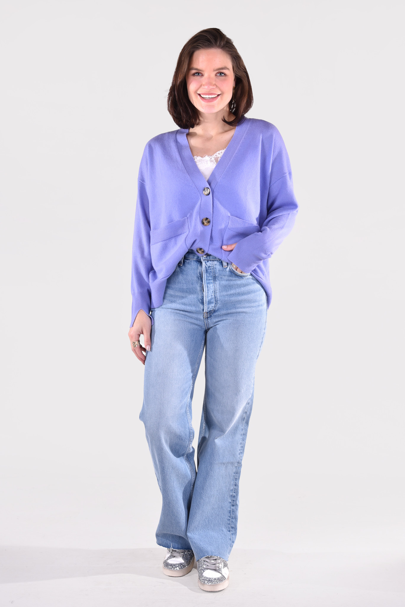 People's Republic of Cashmere cardigan Oversize Cardigan 1425 purple -  Marjon Snieders