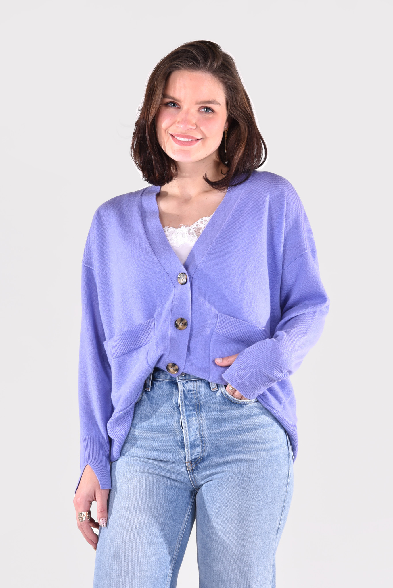 People's Republic of Cashmere cardigan Oversize Cardigan 1425 purple -  Marjon Snieders