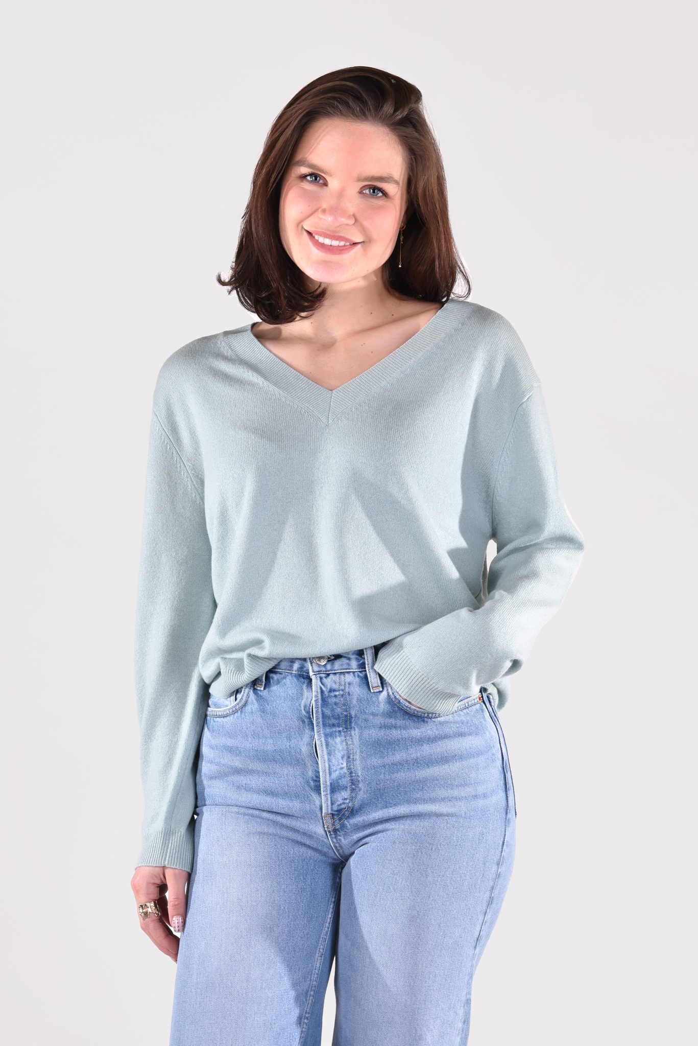 People's Republic of Cashmere trui Boxy V-Neck 3114 groen People's Republic of Cashmere trui Boxy V-Neck 3114 groen