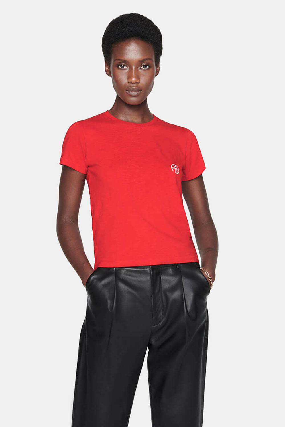 Anine Bing t-shirt Levy A-08-2167-620 rood Anine Bing t-shirt Levy A-08-2167-620 rood