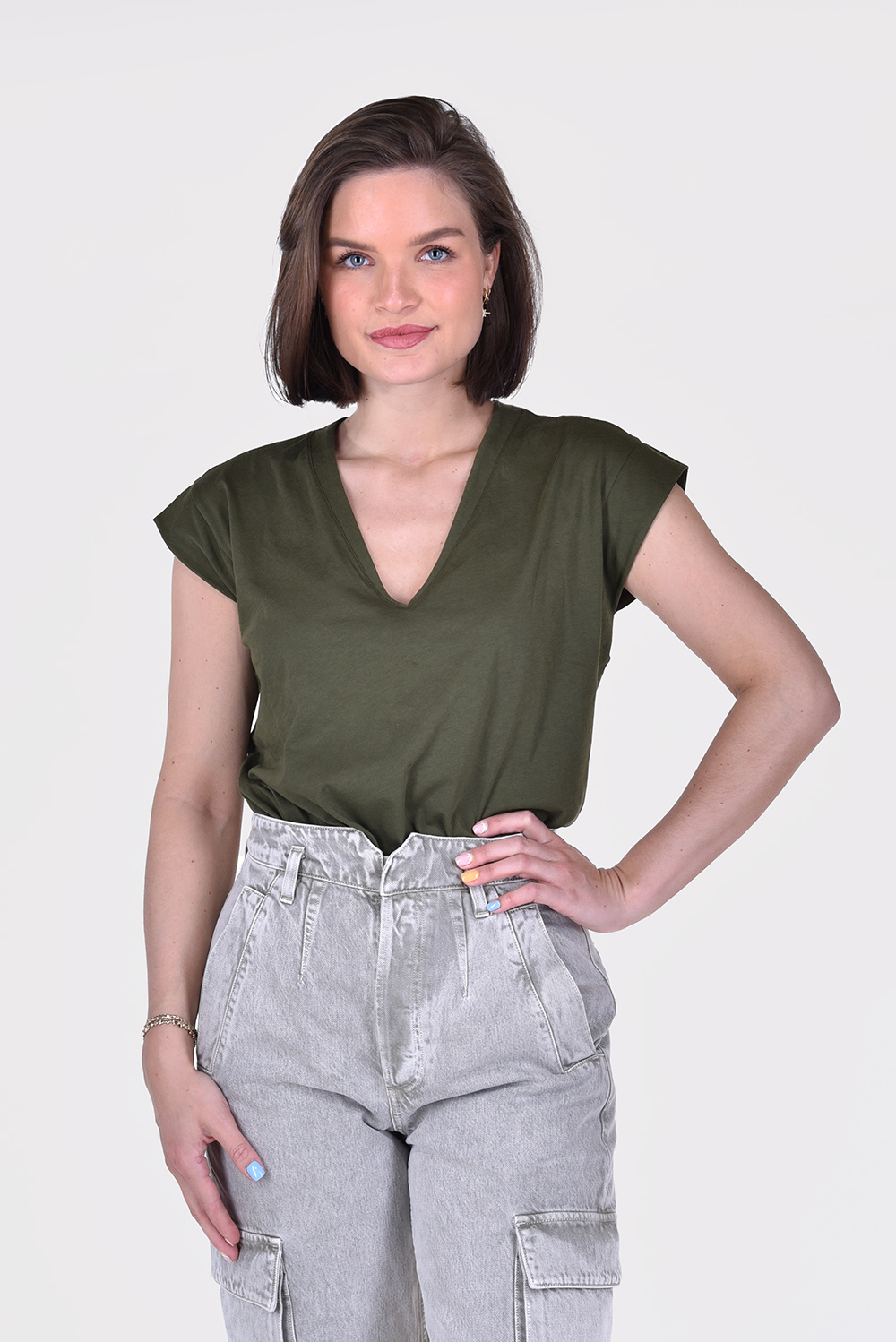 FRAME t-shirt Le Mid Rise V LWTS0826 groen FRAME t-shirt Le Mid Rise V LWTS0826 groen