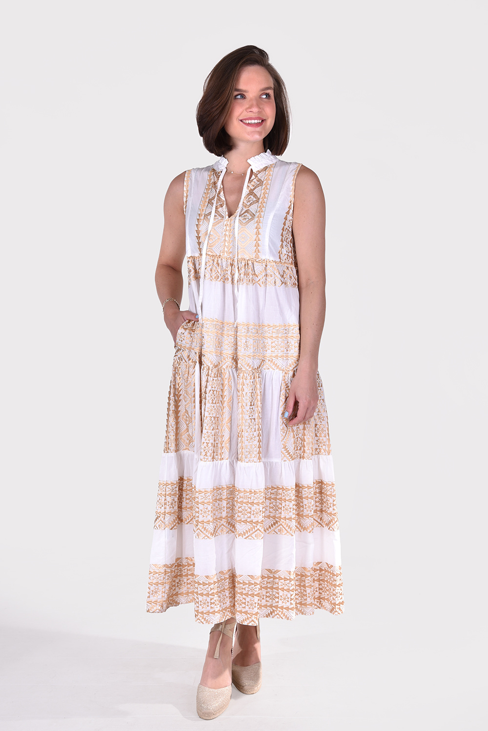Greek Archaic Kori jurk 230251 white/gold Greek Archaic Kori jurk 230251 white/gold