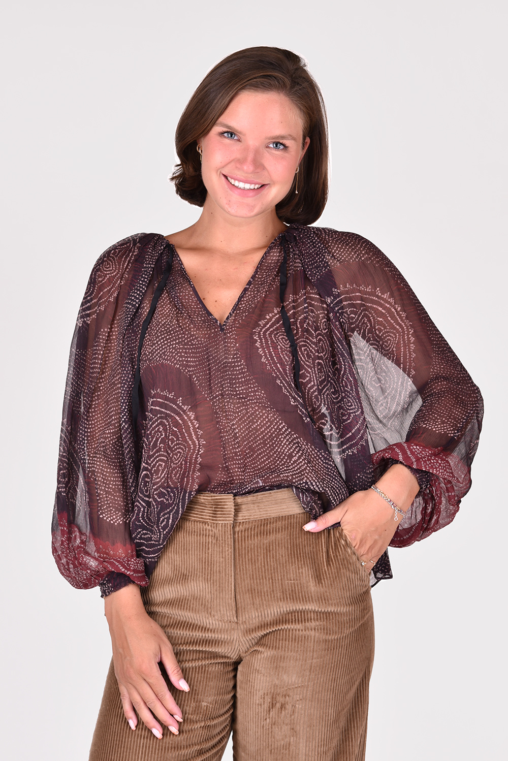 Ulla Johnson blouse Pauline FA220206 bruin Ulla Johnson blouse Pauline FA220206 bruin