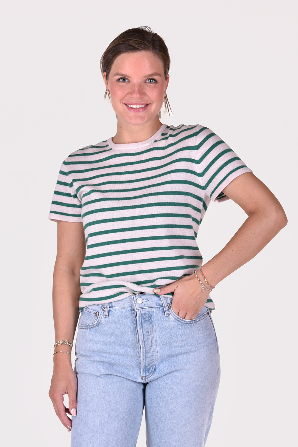 People's Republic of Cashmere t-shirt Striped T-shirt 2040 groen People's Republic of Cashmere t-shirt Striped T-shirt 2040 groen