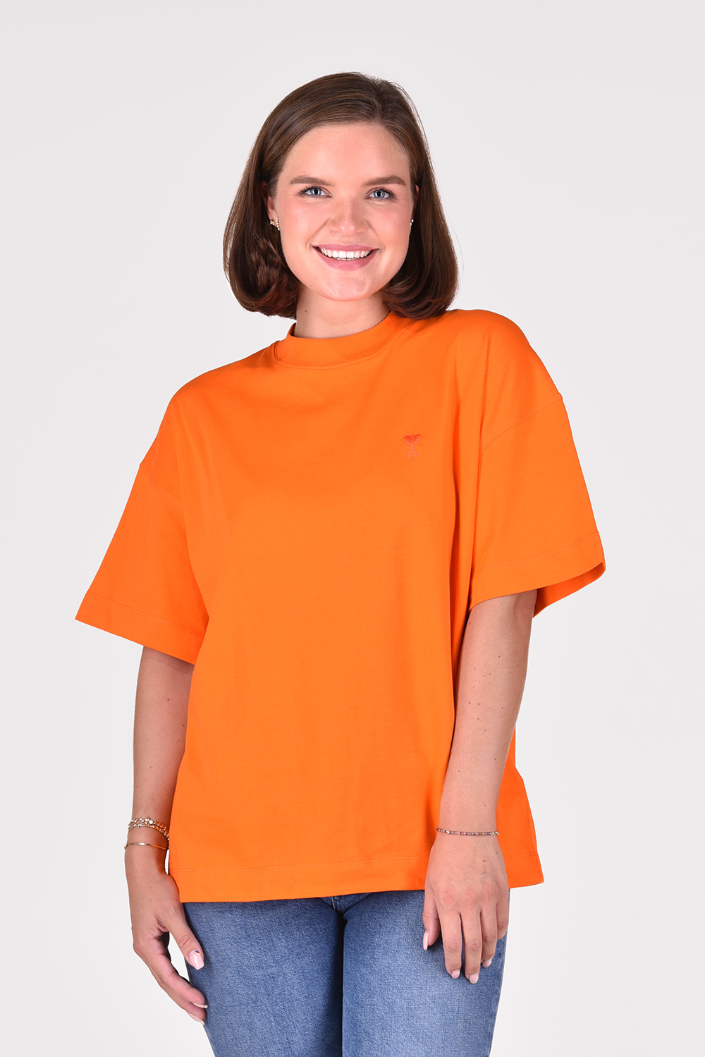 Ami Paris t-shirt Tonal Small ADC UTS012.726 oranje Ami Paris t-shirt Tonal Small ADC UTS012.726 oranje