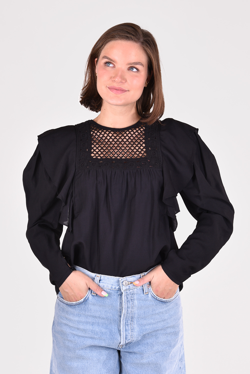 Magali Pascal top Flora MPAW22T26-1 zwart Magali Pascal top Flora MPAW22T26-1 zwart