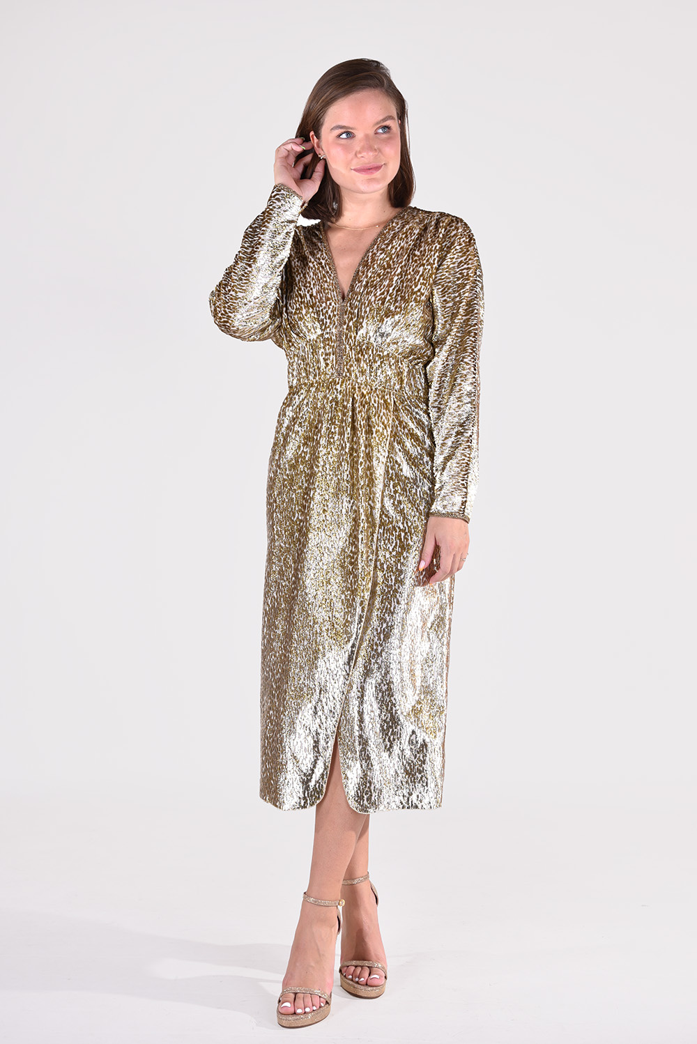 Forte_Forte jurk 9663 goud Forte_Forte jurk 9663 goud