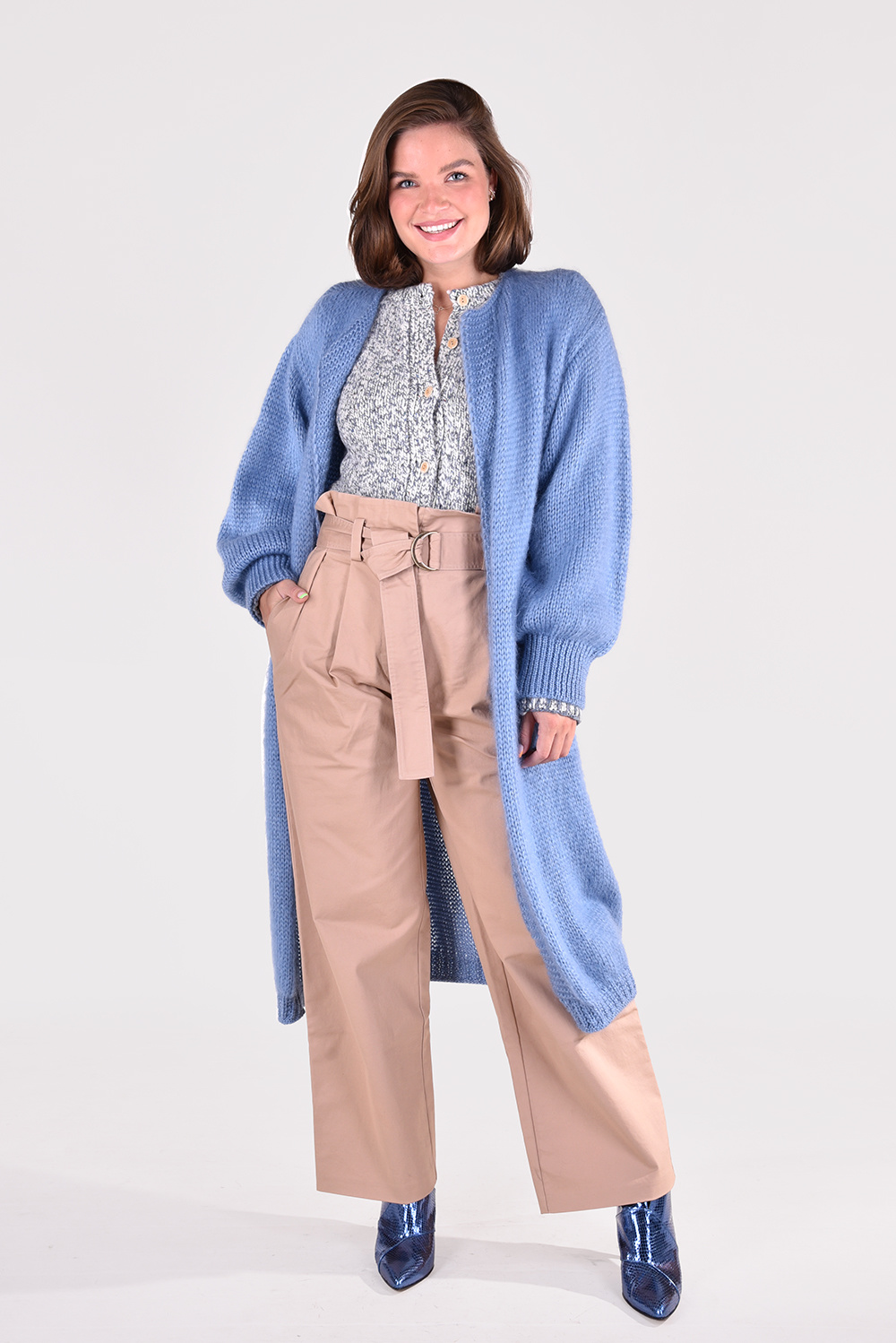 Items 14 vest Maxi Cardigan Long blauw Items 14 vest Maxi Cardigan Long blauw