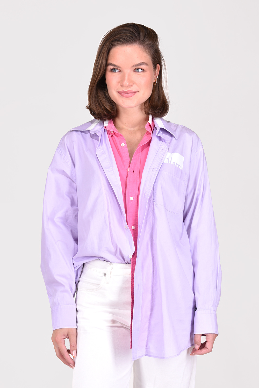 1/OFF Paris blouse Double Collar 121323 roze 1/OFF Paris blouse Double Collar 121323 roze
