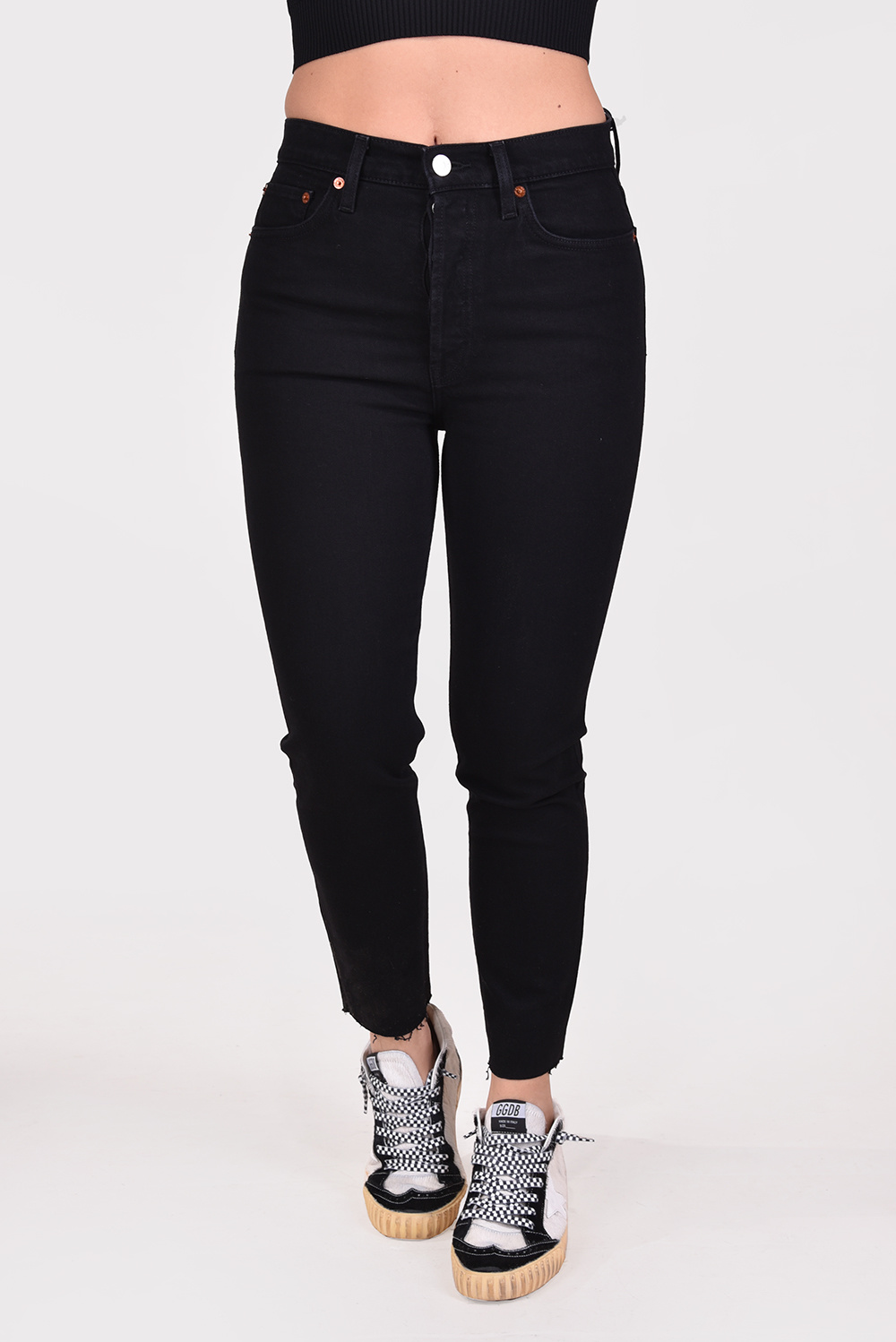 Re/Done jeans 90s High Rise Ankle Crop 189-3WHRAC/A zwart Re/Done jeans 90s High Rise Ankle Crop 189-3WHRAC/A zwart